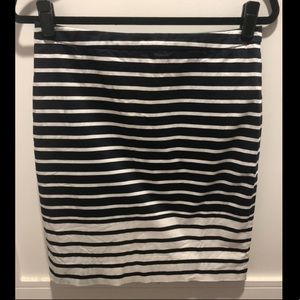J. Crew Navy and White Striped Pencil Skirt